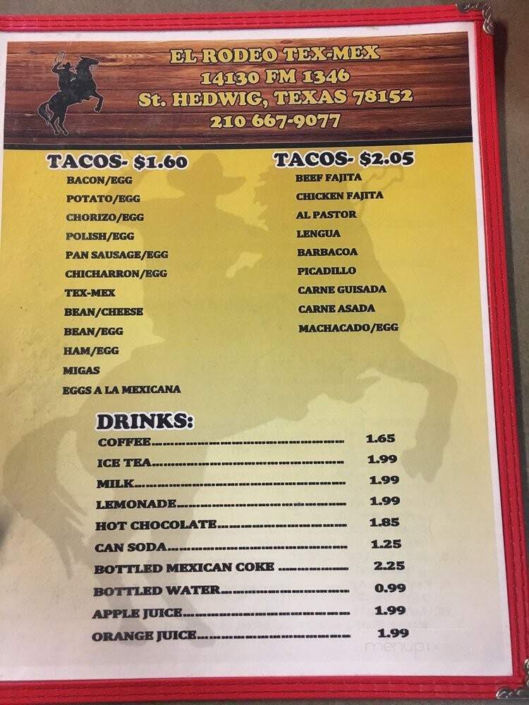 El Rodeo's Tex-mex - St Hedwig, TX menu_pic