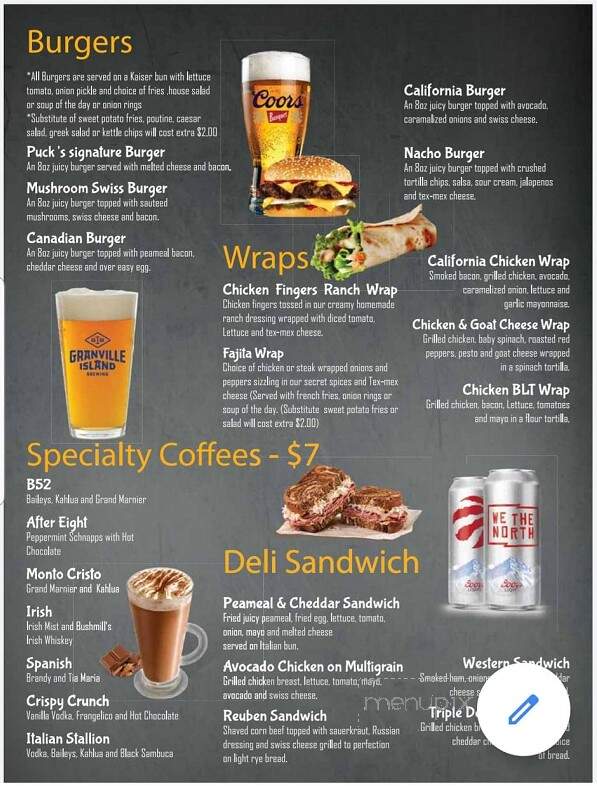 Puck 'N Pint Sports Pub - Peterborough, ON menu_pic