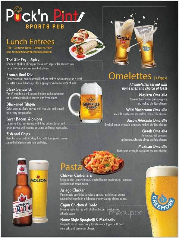 Puck 'N Pint Sports Pub - Peterborough, ON menu_pic