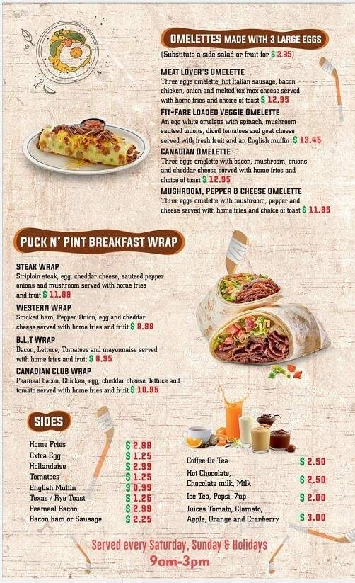 Puck 'N Pint Sports Pub - Peterborough, ON menu_pic