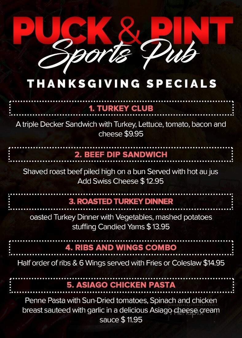 Puck 'N Pint Sports Pub - Peterborough, ON menu_pic