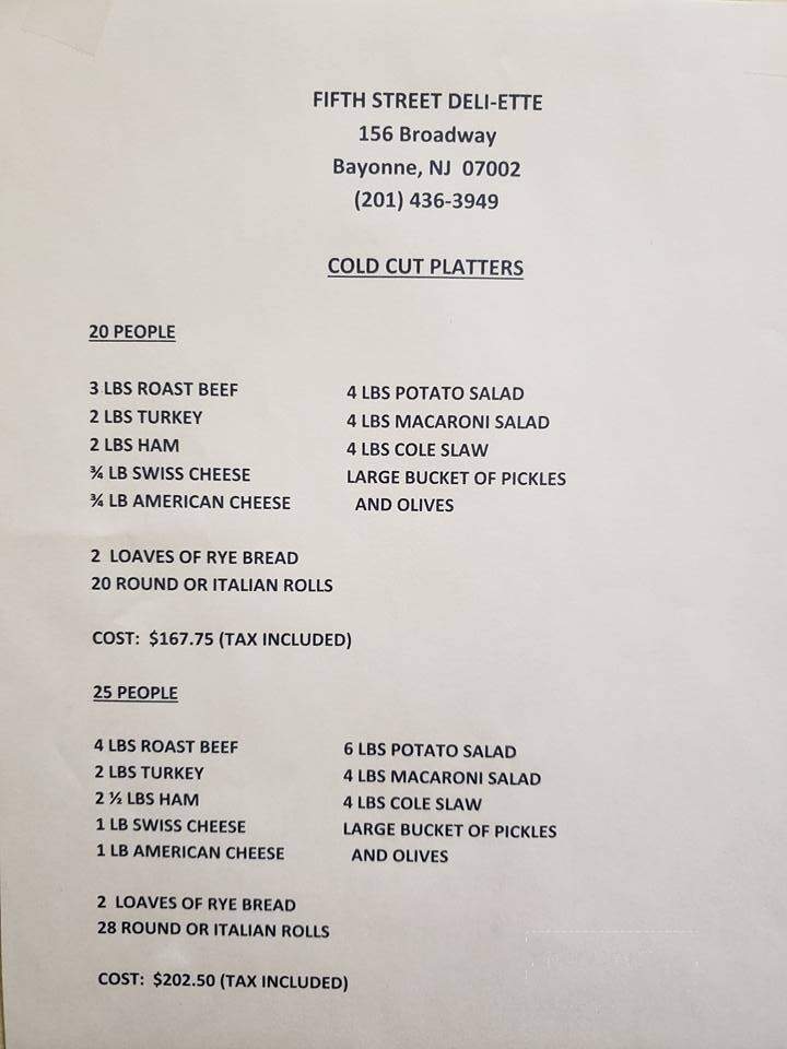 5th Street Deli-Ette - Bayonne, NJ menu_pic