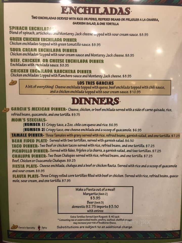Garcia's Mexican Food Restaurant - Lockhart, TX menu_pic