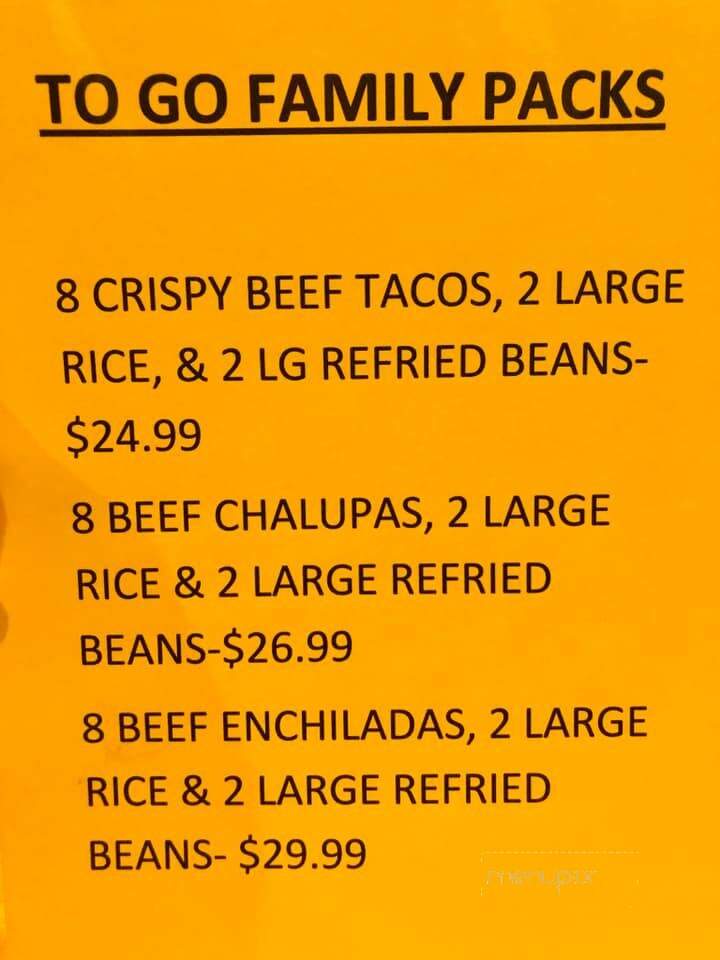 Garcia's Mexican Food Restaurant - Lockhart, TX menu_pic