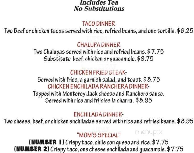 Garcia's Mexican Food Restaurant - Lockhart, TX menu_pic