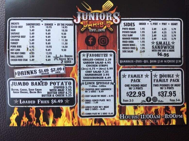 Junior's Barbeque - Red Oak, TX menu_pic