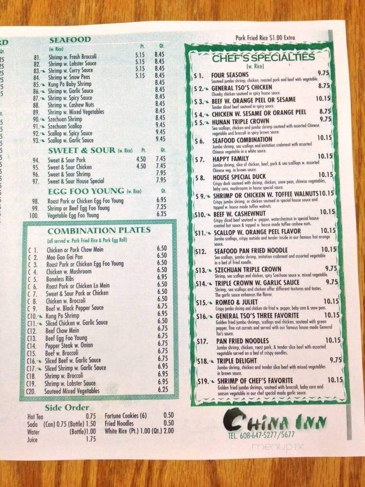 China Inn - Richland Center, WI menu_pic