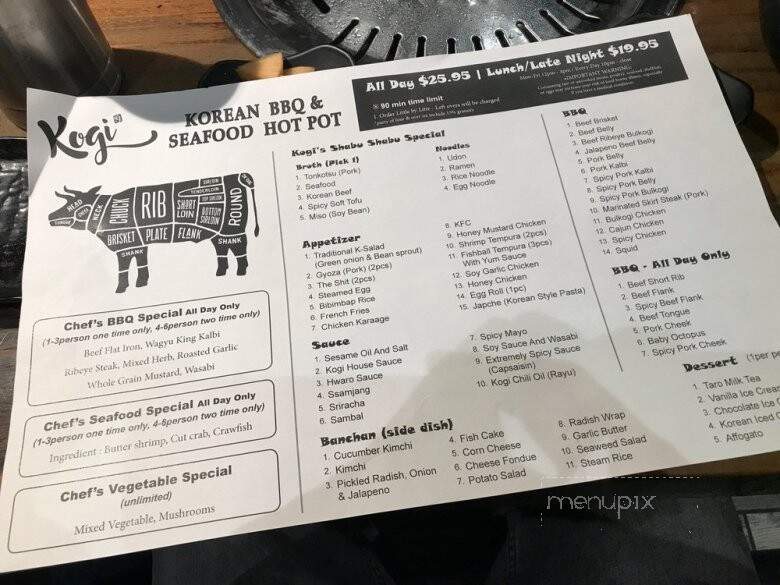 Kogi Korean BBQ & Seafood Hotpot - Las Vegas, NV menu_pic
