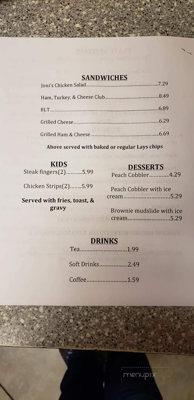 Joni's Cafe - Snyder, TX menu_pic