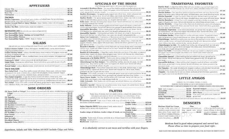 El Carreton - Berne, IN menu_pic