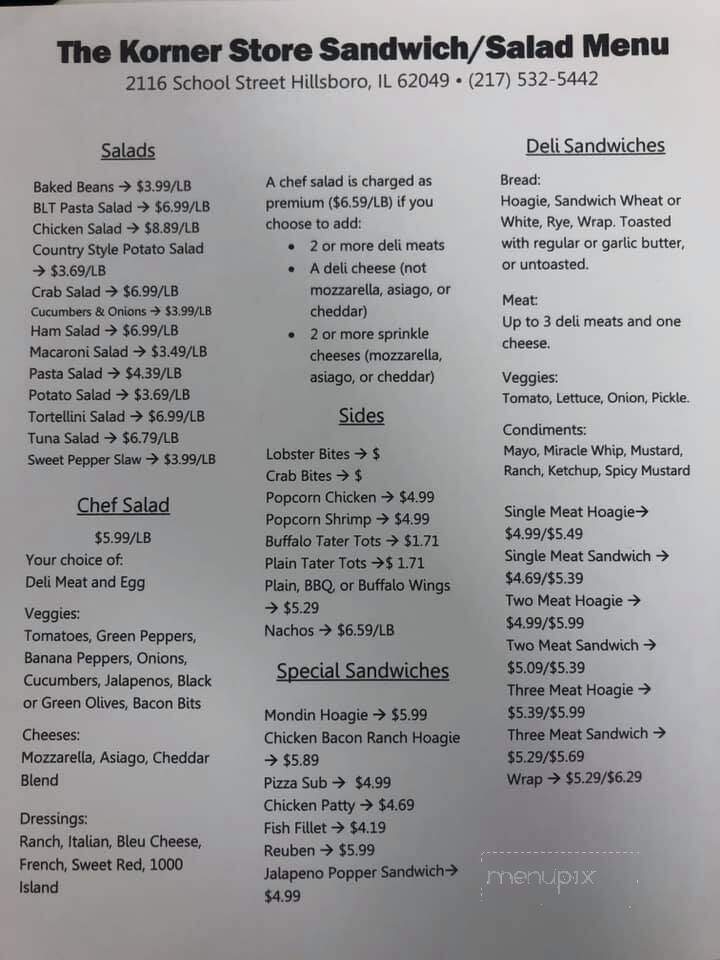 Kinks Korner - Hillsboro, IL menu_pic