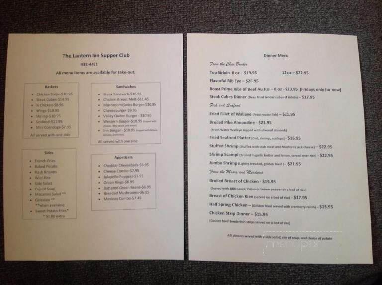 Lantern Inn Restaurant - Milbank, SD menu_pic