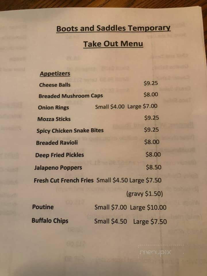 Boots & Saddles Roadhouse - Sault Ste Marie, ON menu_pic