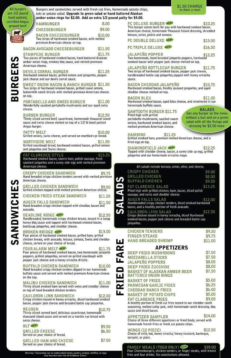Fat Clarence's Pub and Grub - Jerome, ID menu_pic