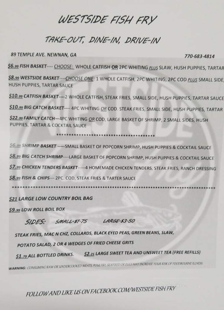 Westside Fish Fry - Newnan, GA menu_pic