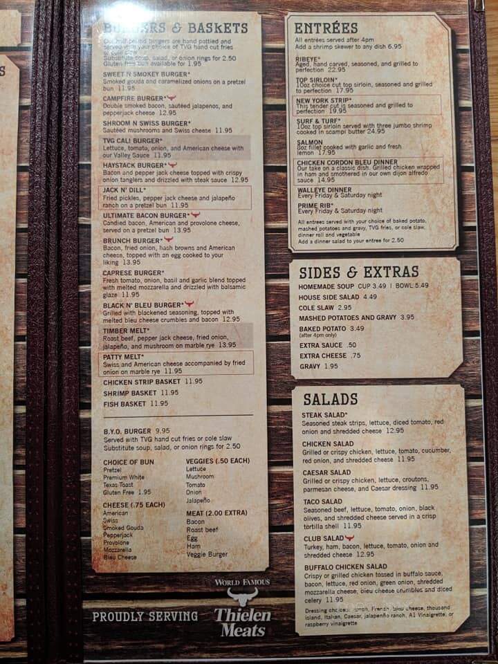 Timber Valley Grill - Milaca, MN menu_pic
