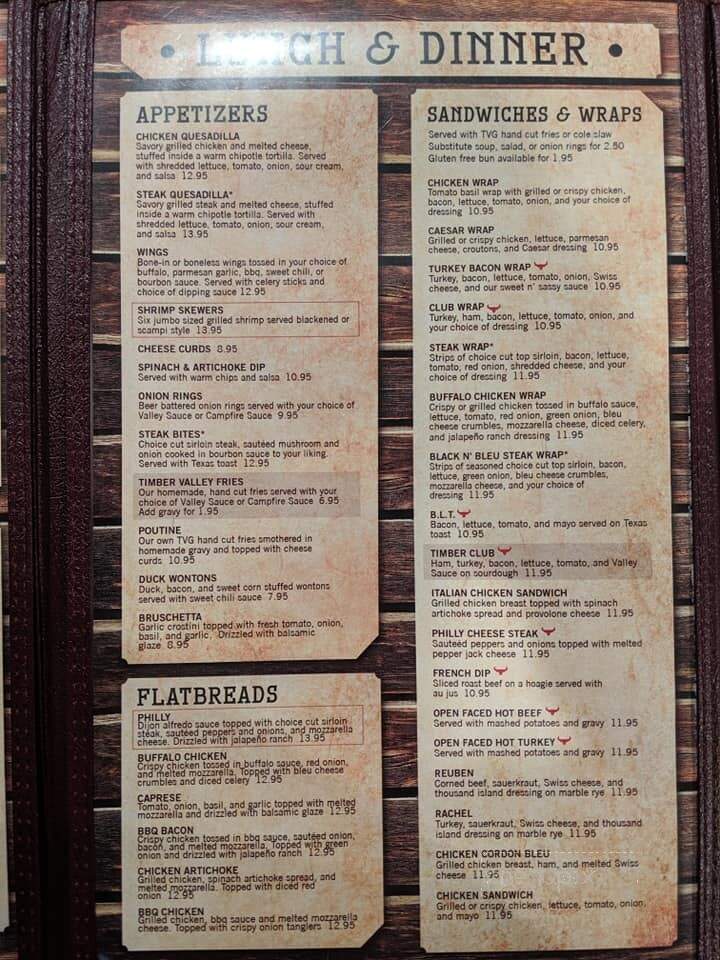 Timber Valley Grill - Milaca, MN menu_pic
