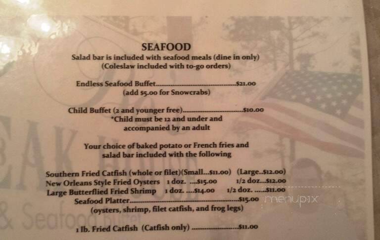 Bo's Steakhouse and Seafood Buffet - Franklinton, LA menu_pic