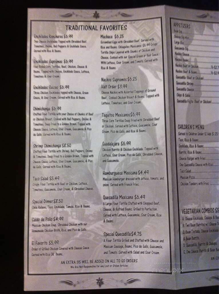 Atzimba Mexican Restaurant - Lexington, TN menu_pic