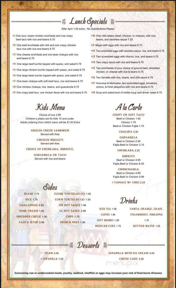Marcos Mexican Restaurant - Antlers, OK menu_pic