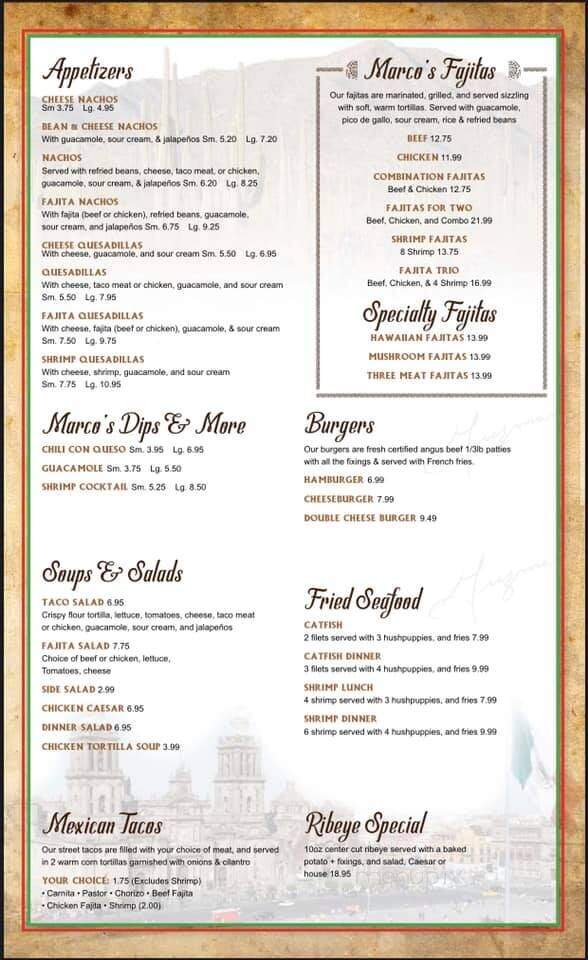 Marcos Mexican Restaurant - Antlers, OK menu_pic