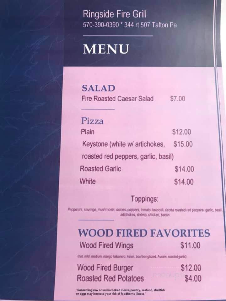 Ringside Fire Grill - Tafton, PA menu_pic