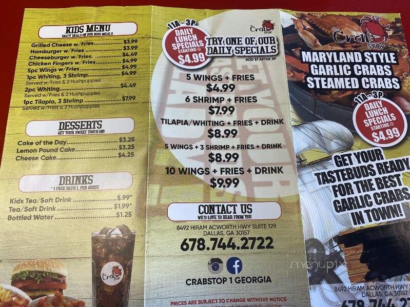 The Crab Stop - Dallas, GA menu_pic