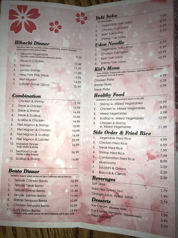 Yamato Sushi Steak House of Savannah - Savannah, TN menu_pic