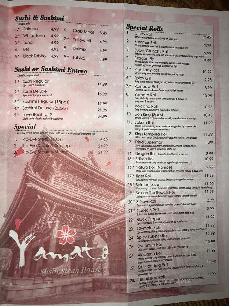 Yamato Sushi Steak House of Savannah - Savannah, TN menu_pic