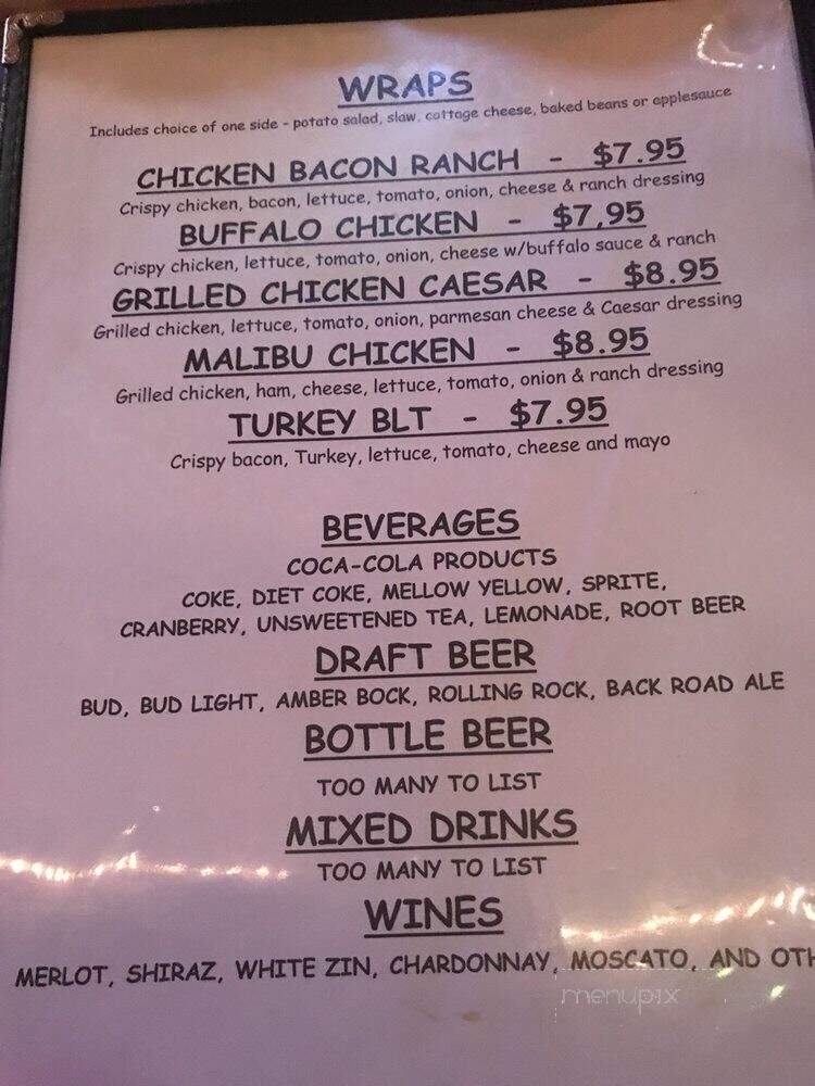 Nowhere Bar & Grill - Rolling Prairie, IN menu_pic