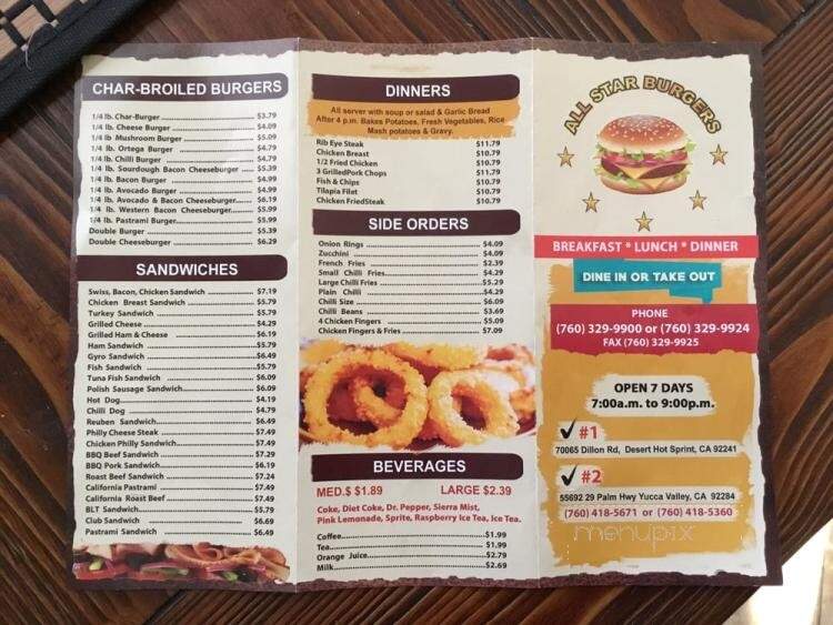 All Star Burgers - Desert Hot Springs, CA menu_pic