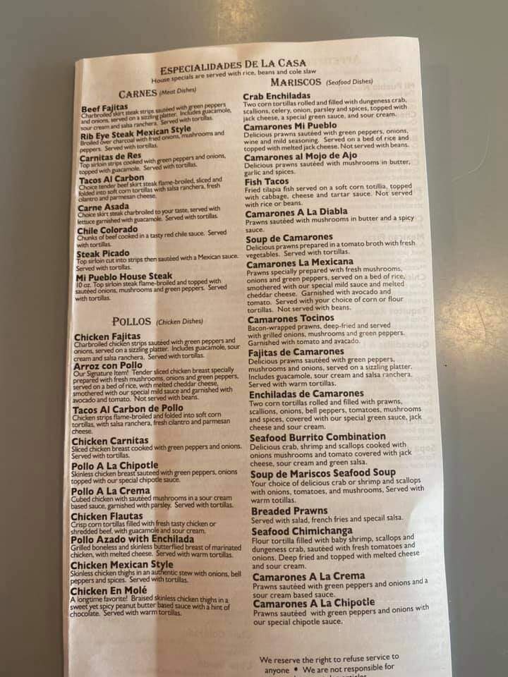 Mi Pueblo - Priest River, ID menu_pic