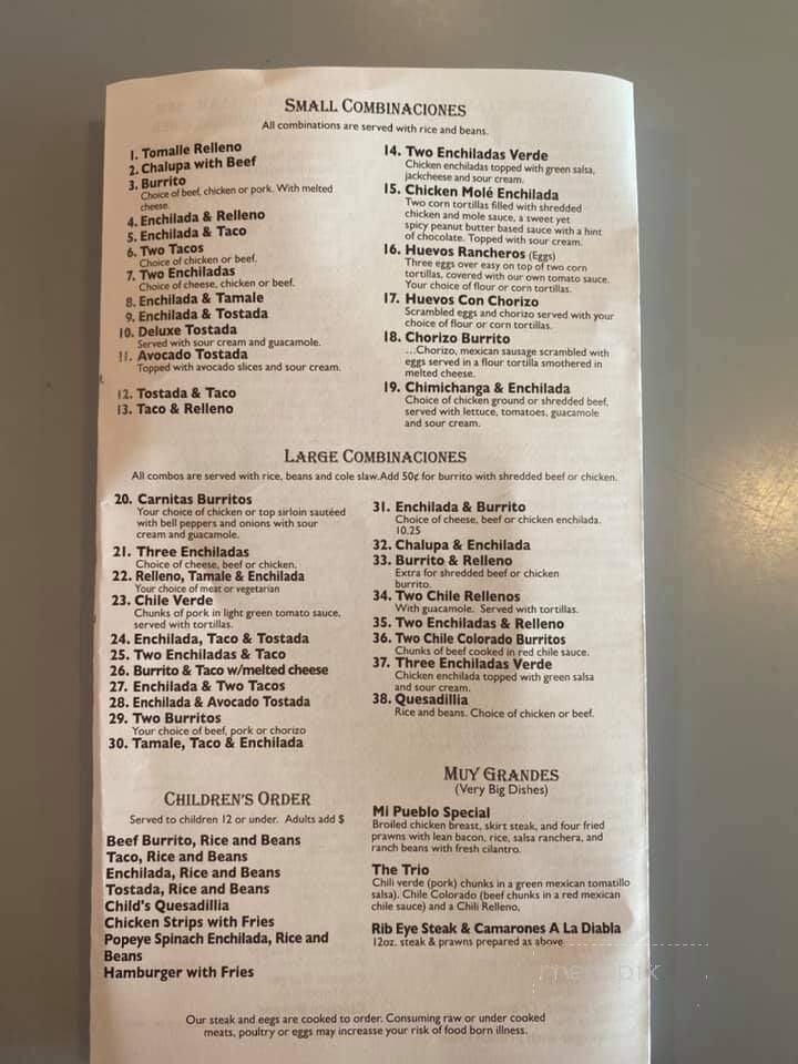 Mi Pueblo - Priest River, ID menu_pic