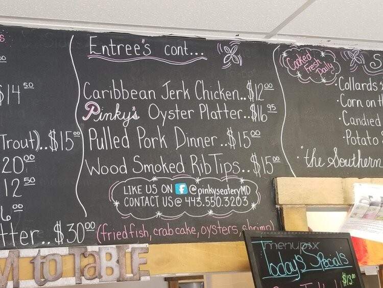 Pinky's Eatery - Owings, MD menu_pic
