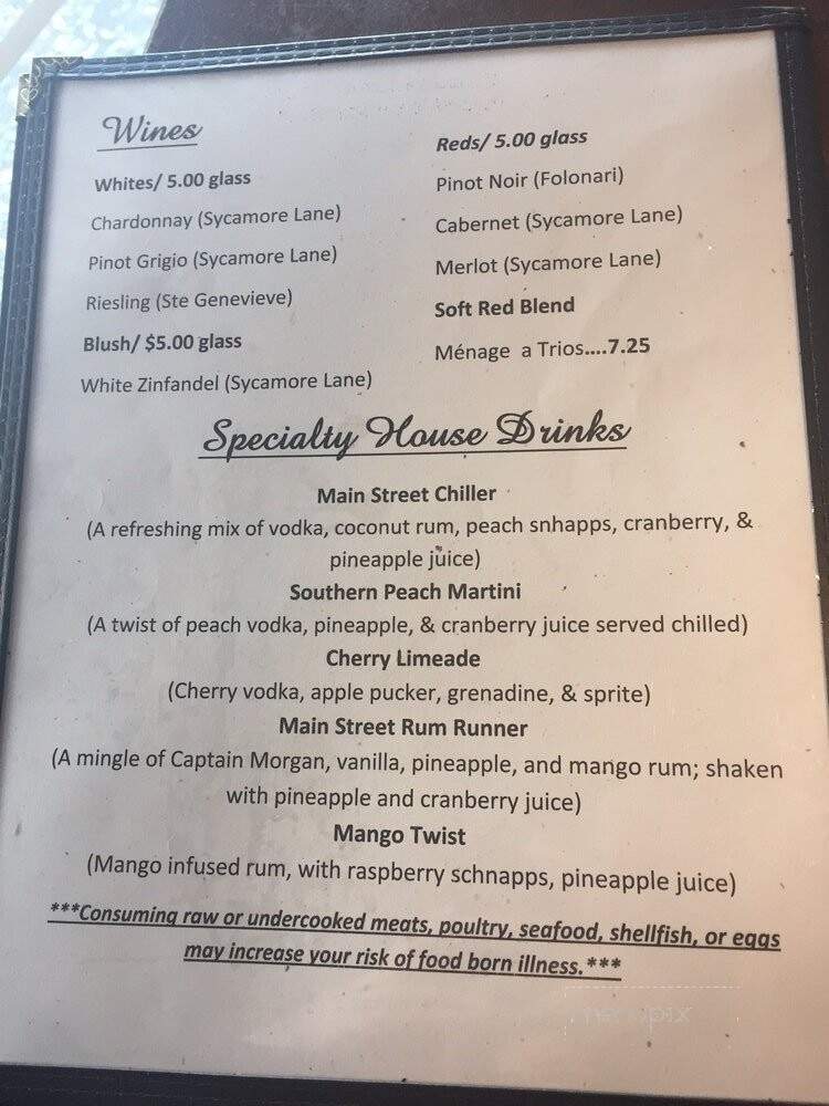 Main Street Grille - Walterboro, SC menu_pic