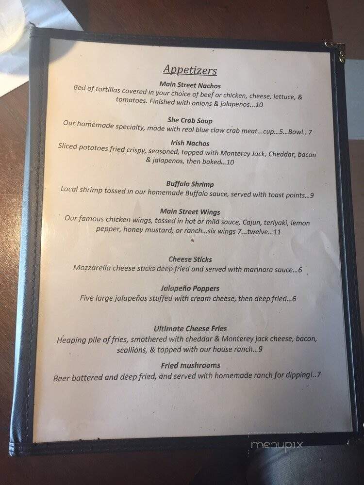 Main Street Grille - Walterboro, SC menu_pic