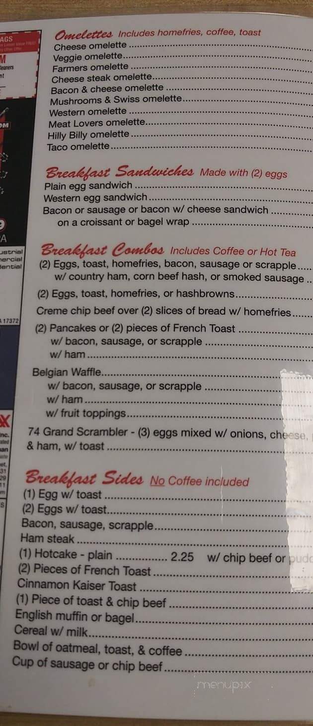 Route 74 Restaurant - Dover, PA menu_pic