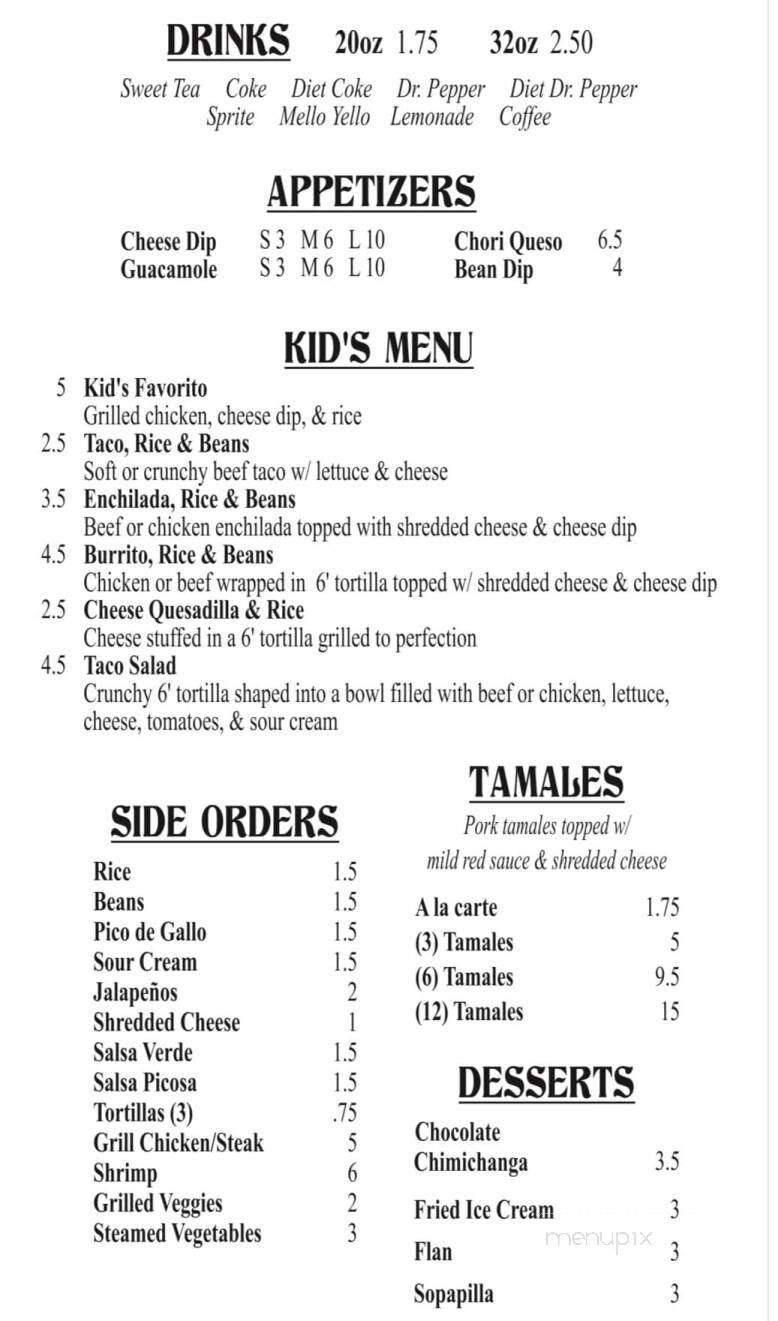 Sombrero Mexican Grill - Crump, TN menu_pic