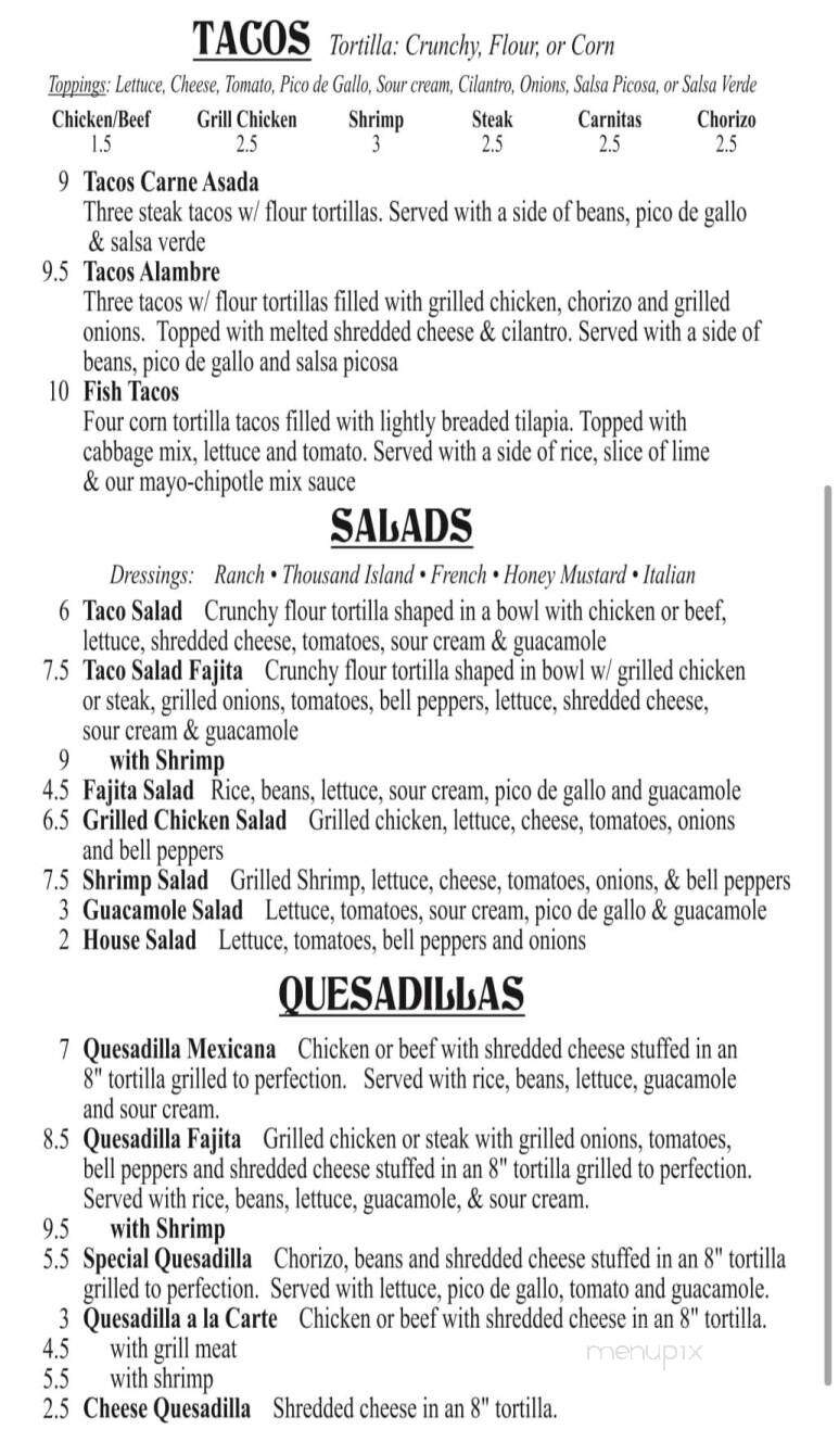 Sombrero Mexican Grill - Crump, TN menu_pic