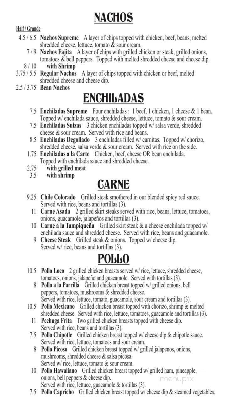 Sombrero Mexican Grill - Crump, TN menu_pic