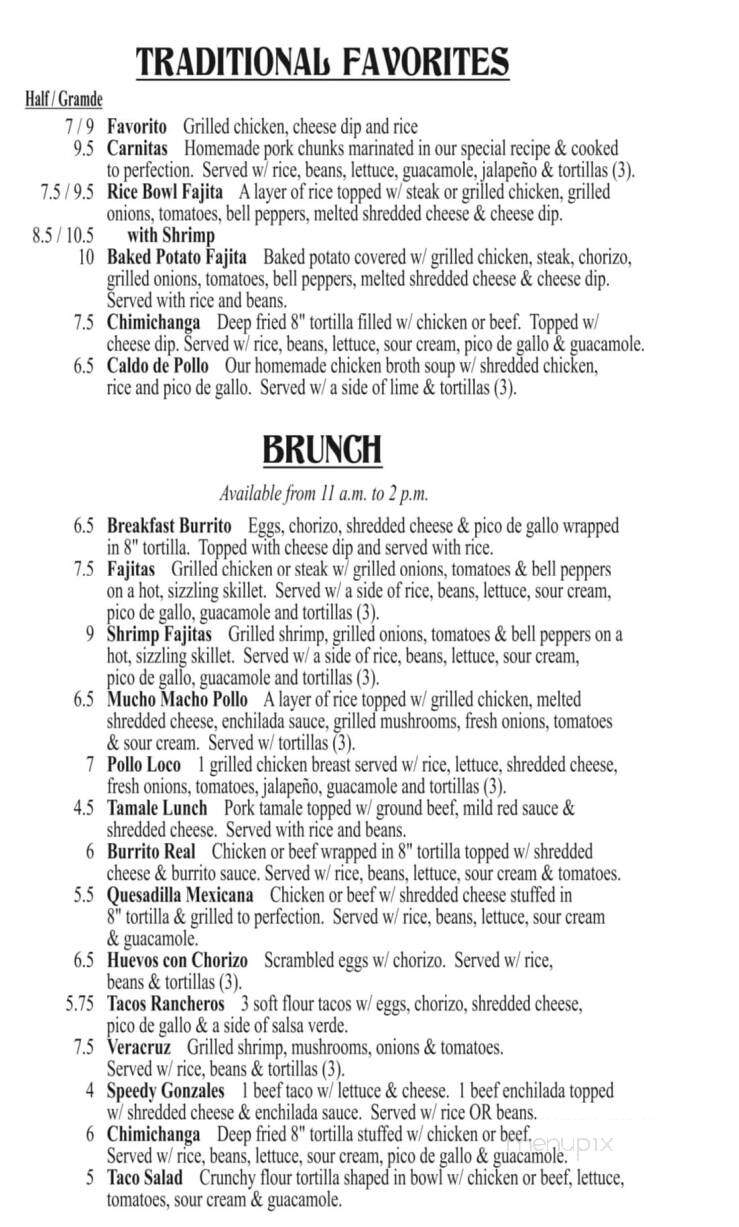 Sombrero Mexican Grill - Crump, TN menu_pic