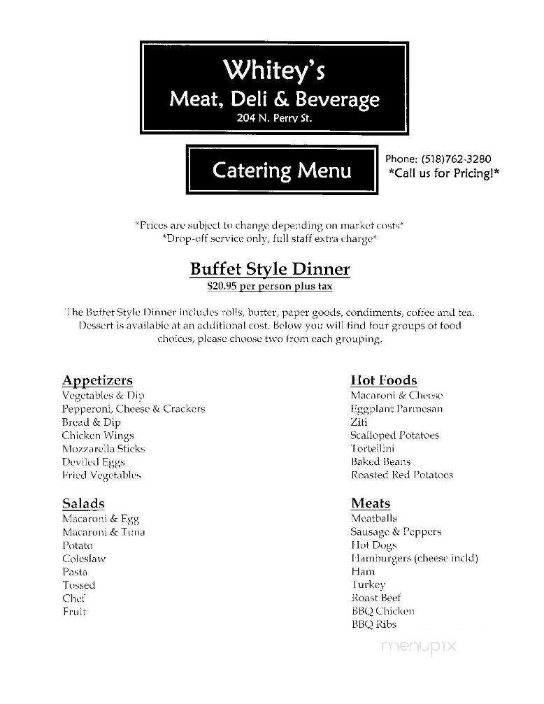 Whitey's Meat, Deli & Catering - Johnstown, NY