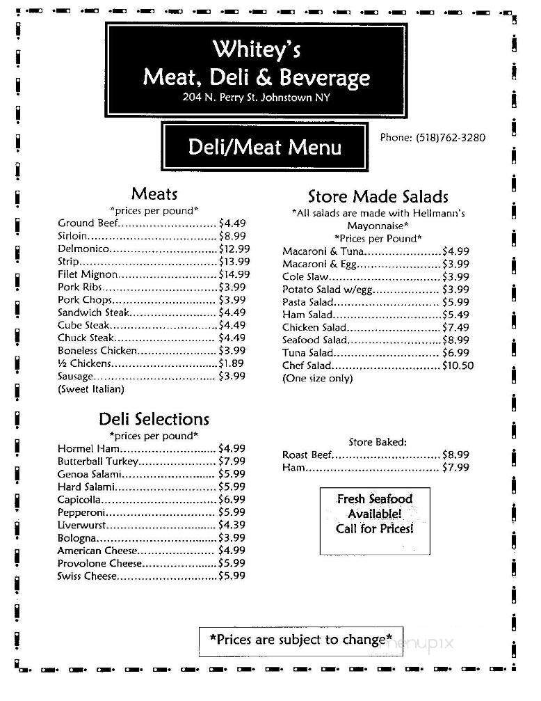 Whitey's Meat, Deli & Catering - Johnstown, NY