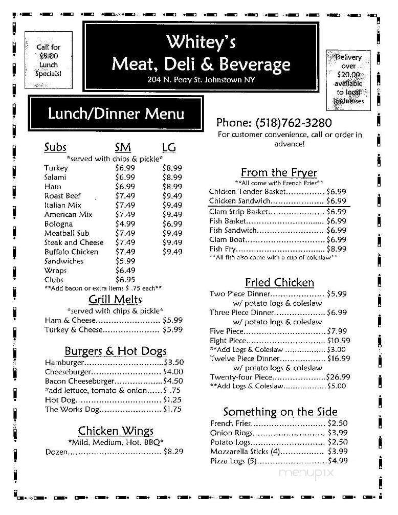 Whitey's Meat, Deli & Catering - Johnstown, NY