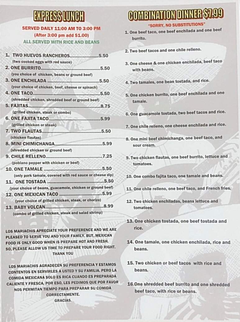 Los Mariachis - Anderson, MO menu_pic