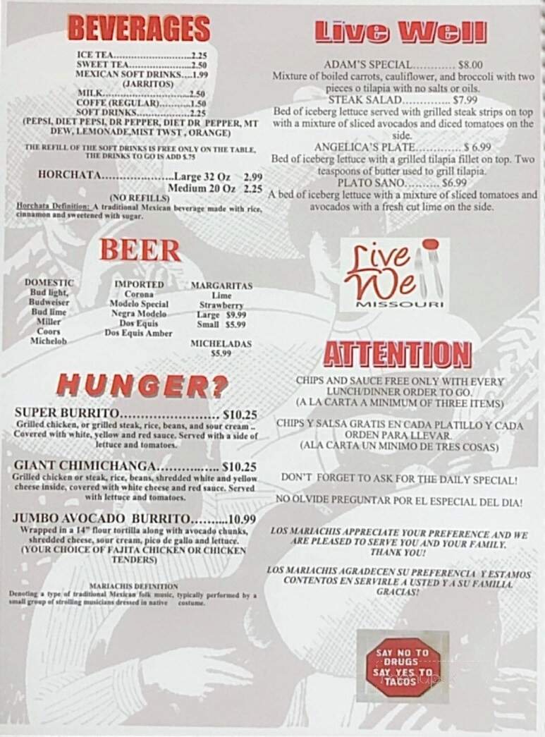 Los Mariachis - Anderson, MO menu_pic