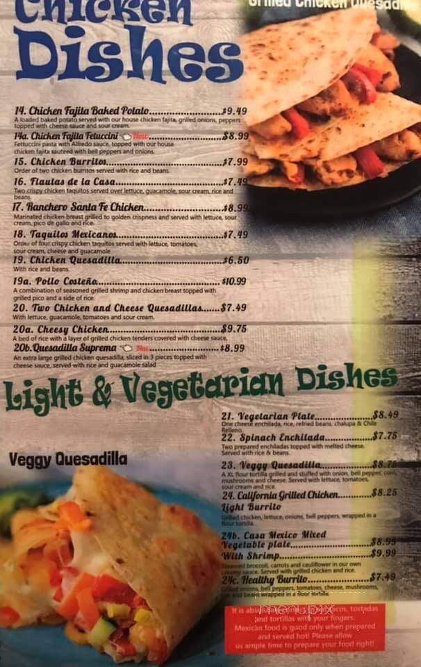 Casa Mexico Bar & Grill - Tullahoma, TN menu_pic