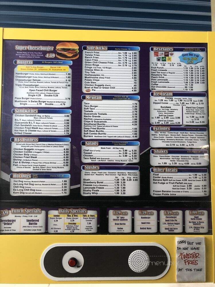 BJ's Burger - Lamar, CO menu_pic