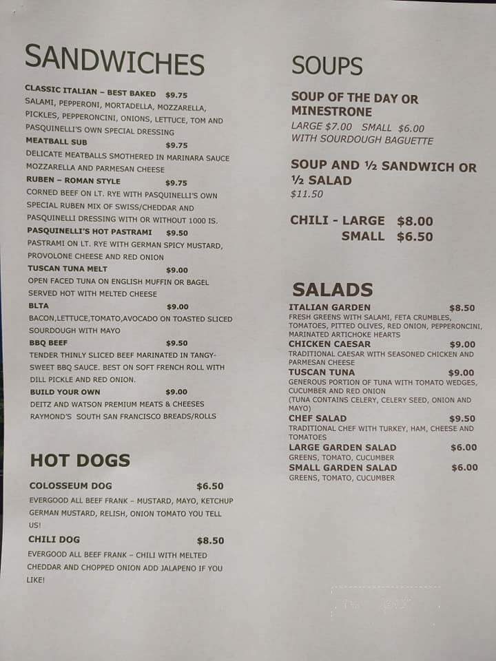 Pasquinelli's - Lower Lake, CA menu_pic