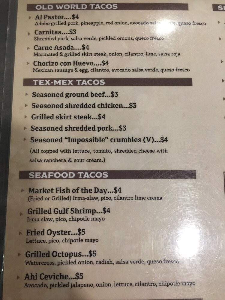 Irma's Tacos, Craft Beer & Tequila Bar - Venice, FL menu_pic